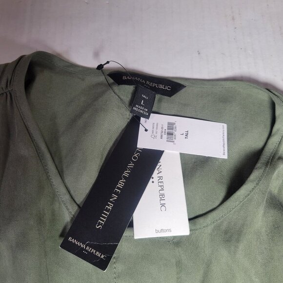 Banana Republic Women OD Green Sleeveless Romper With Pockets Size Tall L - Picture 4 of 14